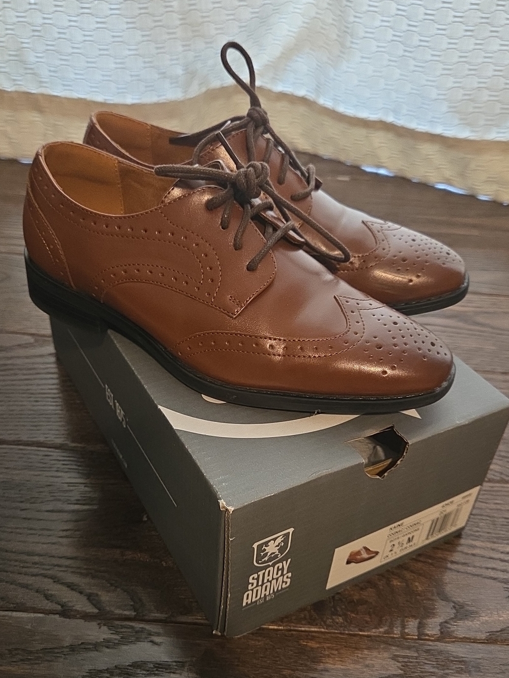 Stacy Adams Tan Wingtip Derby Dress Shoes for Boys